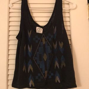 Black Aztec tank with raised pattern!